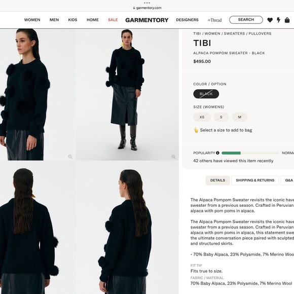 NEW TIBI BLACK ALPACA POMPOM SWEATER - Picture 2 of 13